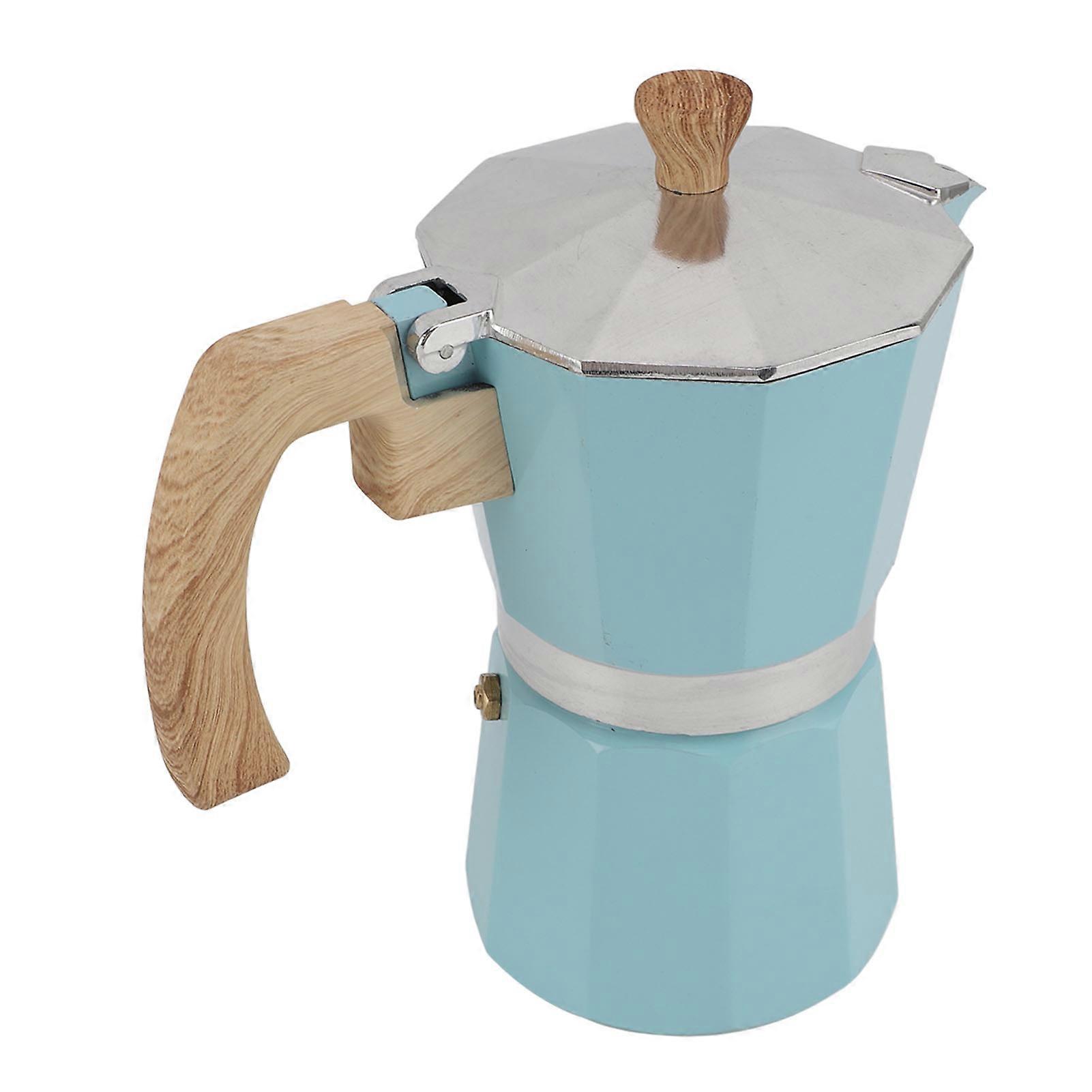 Moka Pot 300ml Easy Operation Preserves Flavors Classic Italian Mocha Pot for 6 Cups Blue 