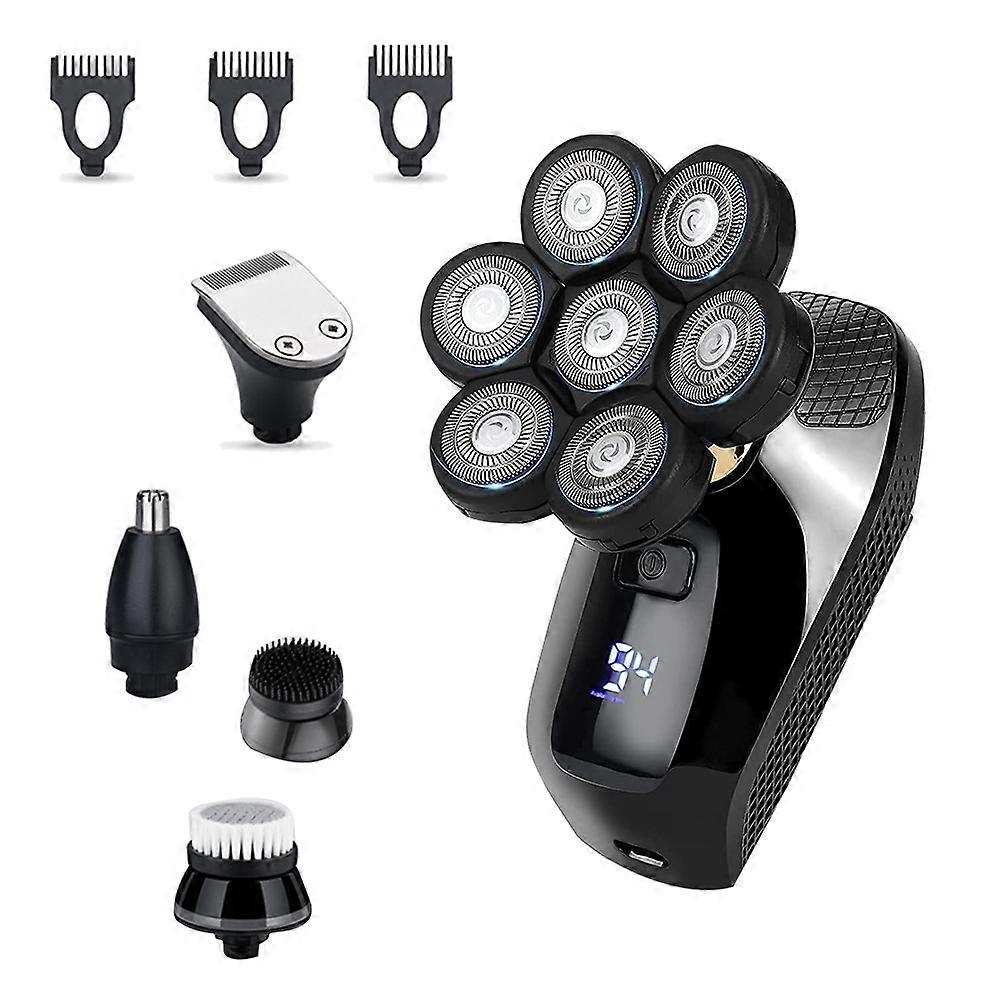 7D Electric Razor for Men, 5 in 1 Head Shavers for Bald Men, Electric Rotary Shaver Waterproof Grooming Kit Cordless