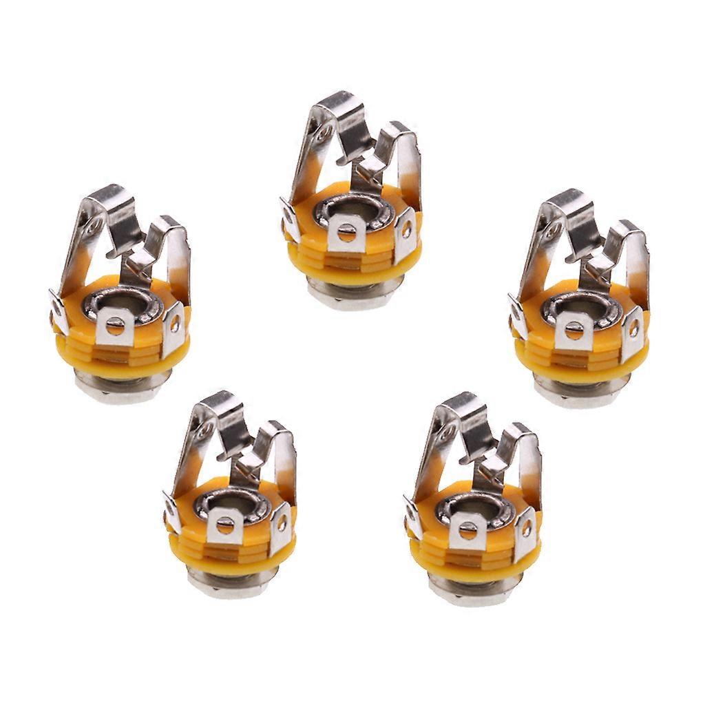 Practical 5pcs Electric Guitar Diy 1/4 Stereo Input Output Jack Sockets