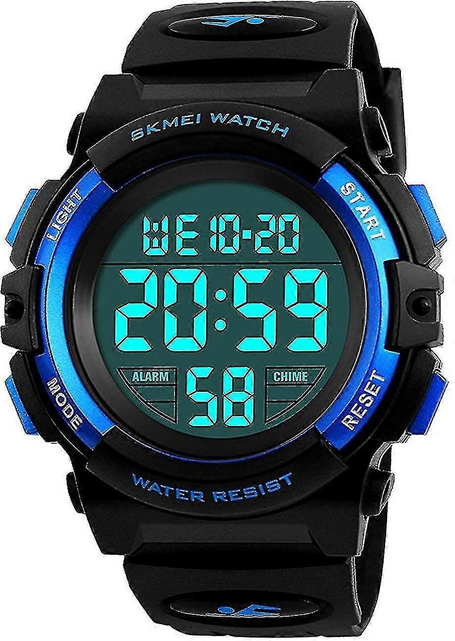 Çocuklar Dijital Spor İzle Erkek Kızlar, Erkek Su Geçirmez Rahat Elektronik Analog Kuvars 7 Renkli Led İzle -CNSZ