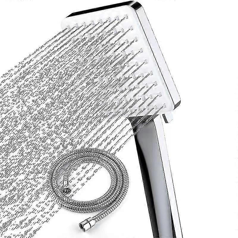 Square shower head with 1.5 m hose, 6 jets