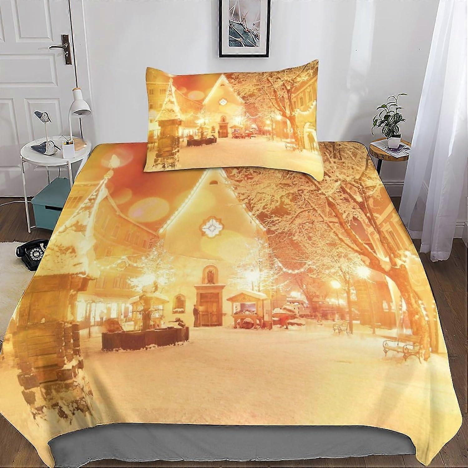 En krånglig julsäng för påslakan Sängkläder med örngott för med dragkedja Påslakan i mikrofiber 135*200 CM