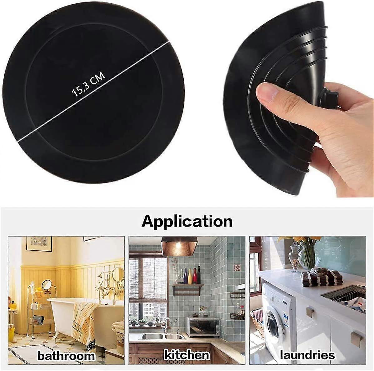 Lot 2 Noir Blanc Antidérapant Lot De 2 Bouchons De Vidange En Silicone - Noir Et Blanc - Universels Pour Baignoire, Douche Et Lavabos Bouchon Baignoire