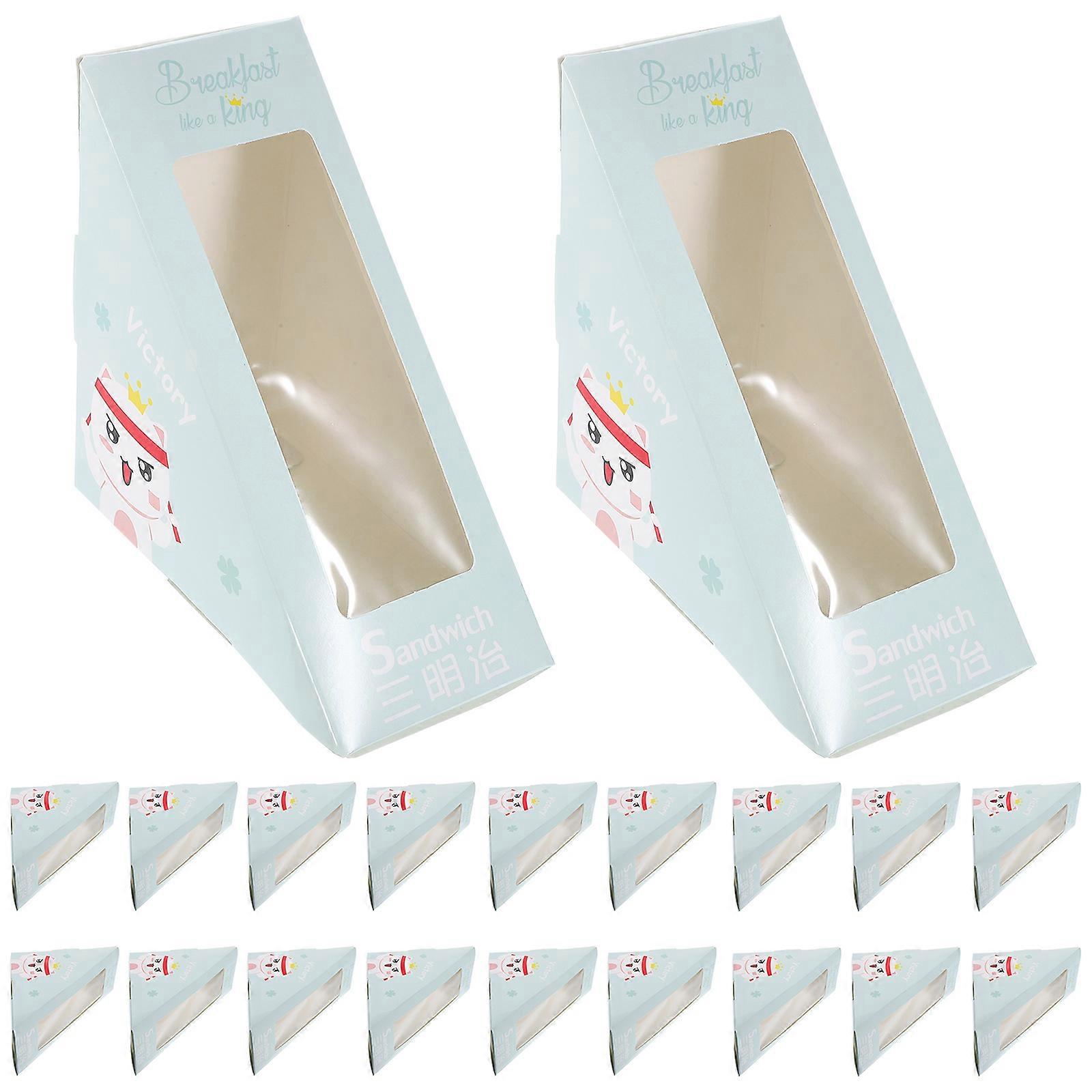 100Pcs Window Dessert Wrapping Boxes Triangular Sandwich Boxes Bakery Sandwich Packing Boxes