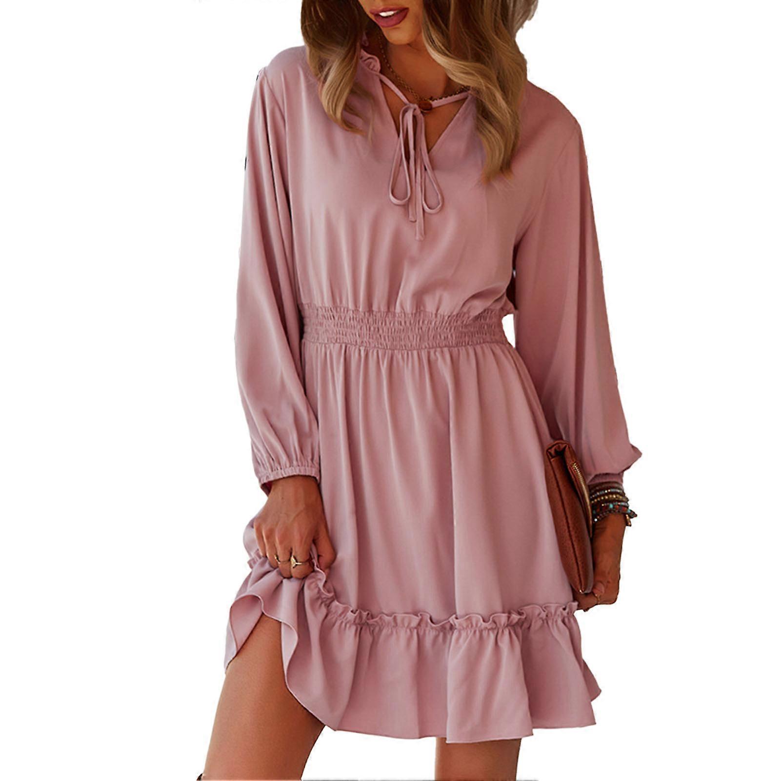 A Line Dress Puff Long Sleeve Drawstring V Neck Waist Slimming Casual Dress for Summer | Fruugo NO A Line Dress Puff Long Sleeve Drawstring V Neck Waist Slimming Casual Dress for Summer | Fruugo NO