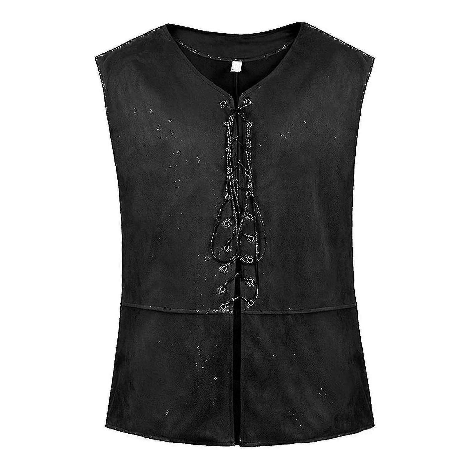 Erkekler Vintage Yelek Ortaçağ Dantel Up Hırka Steampunk Rönesans Gotik Tarzı Yelek