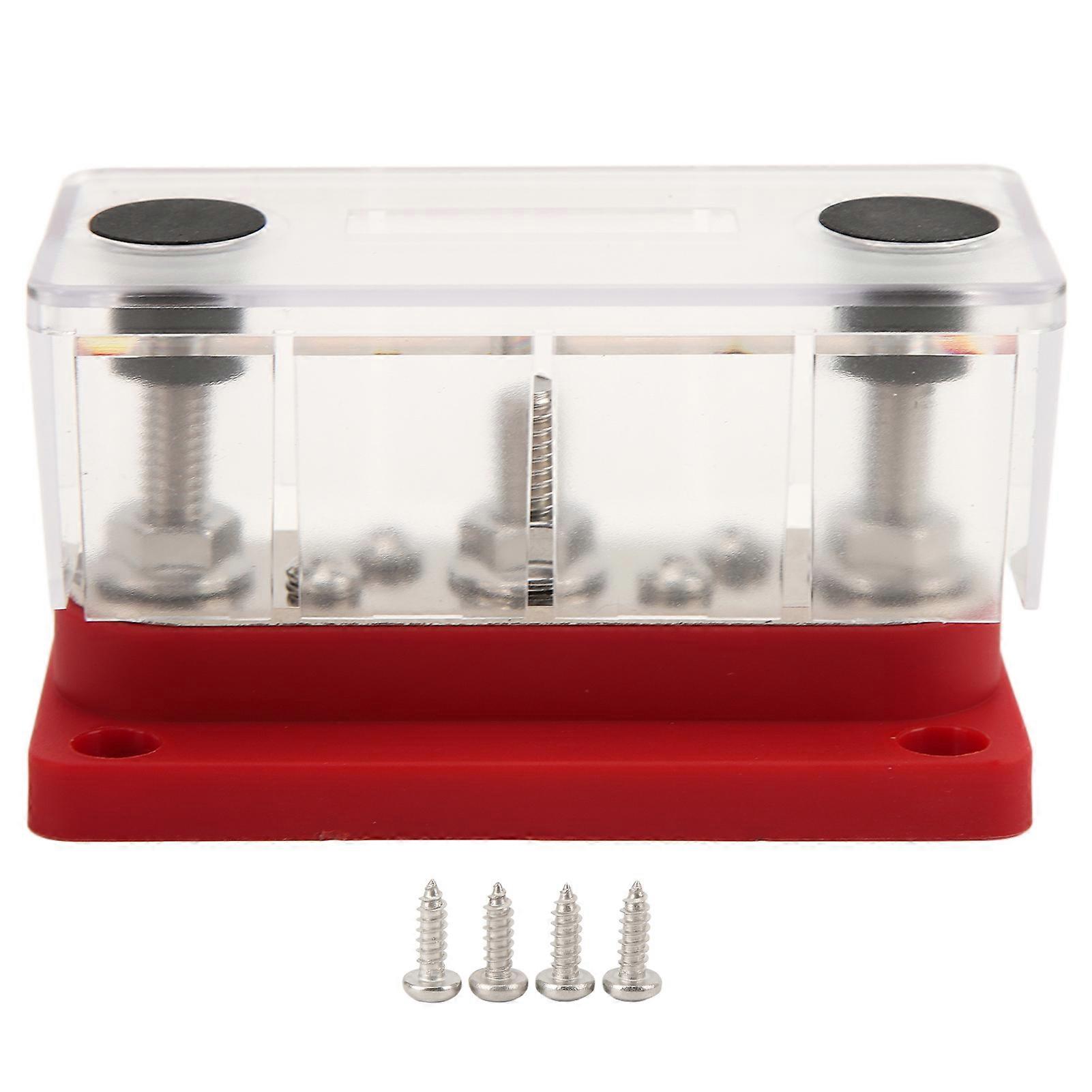 Power Distribution Block with Cover M8 Terminal Stud M4 Terminal Screw 12?48V 150A for Cars Trucks RVs Boats Red