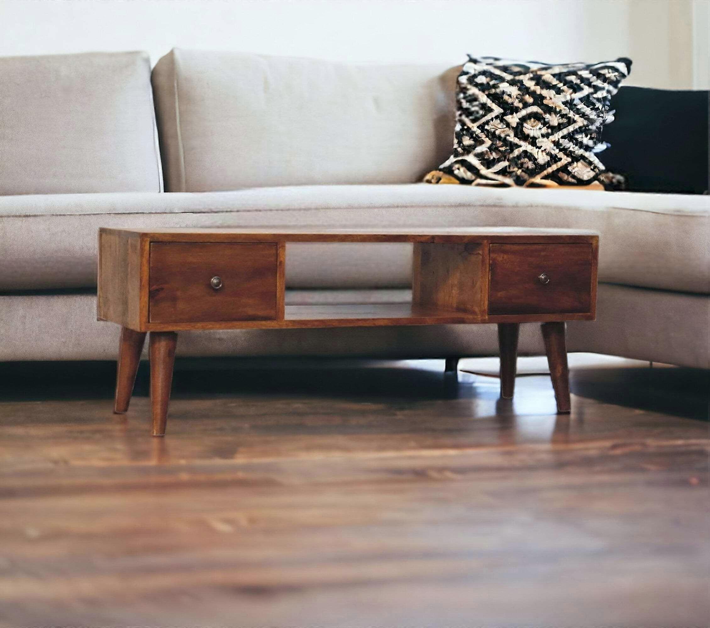 Narrow Coffee Table In Dark Finish