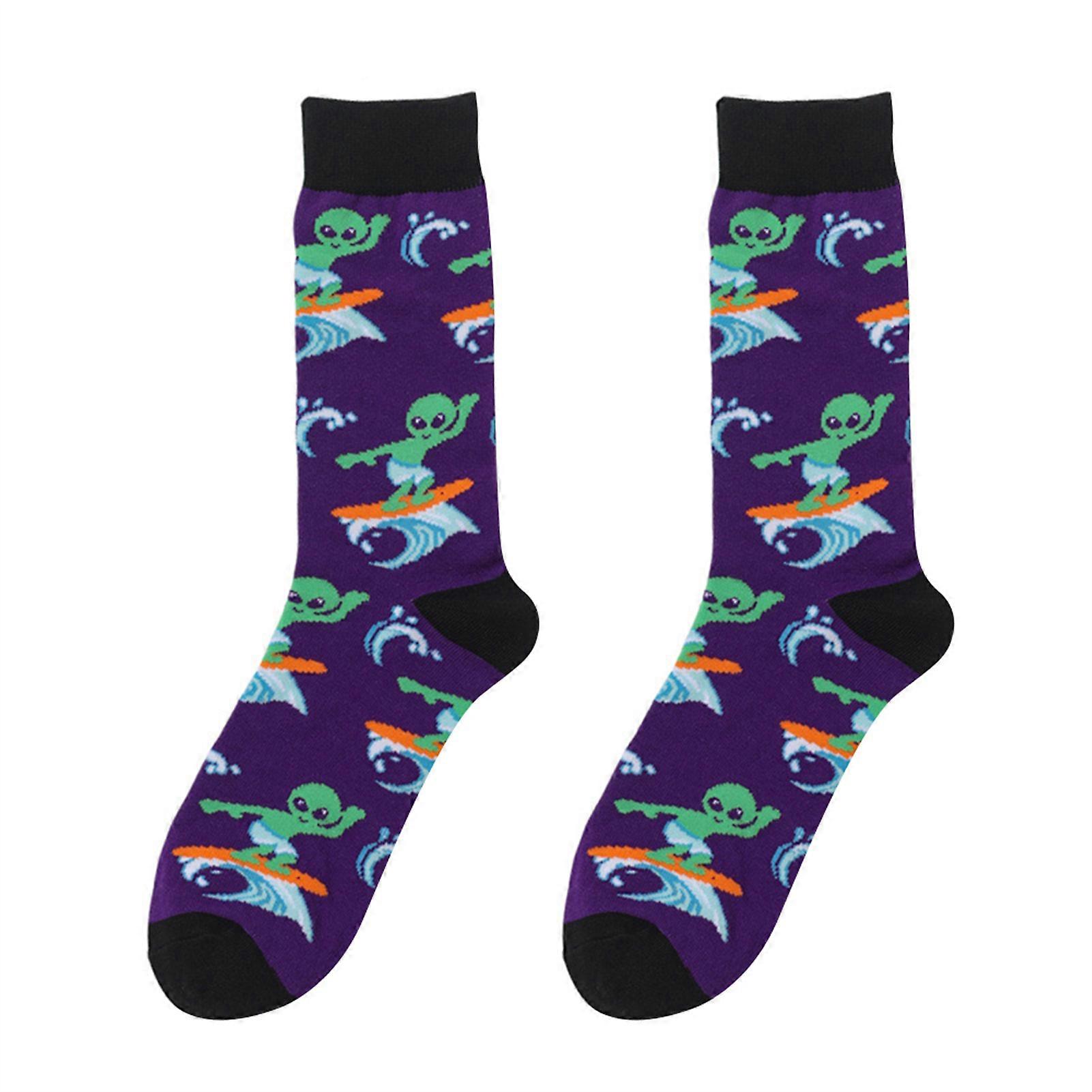 Novelty Crew Tube Socks Colorful Patterned Socks for Boyfriend Husband Dad