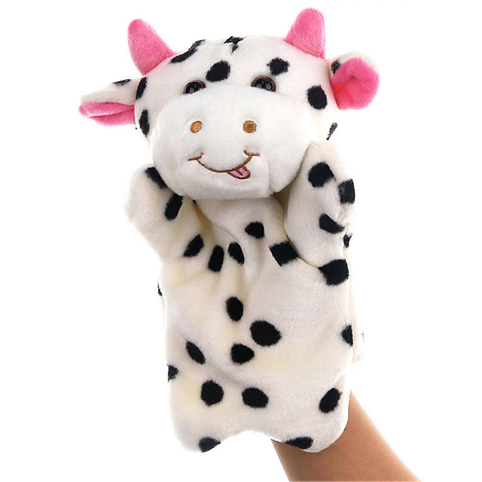 Plush Cow Hand Puppet Stuffed Animals Plush Toys Interactive Toy for Imaginative Play Role Play