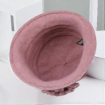 Sumolux Berretto Donna Lana Vintage Francese – Cappello Cloche Floreale 3D Invernale Grigio Scuro Taglia L