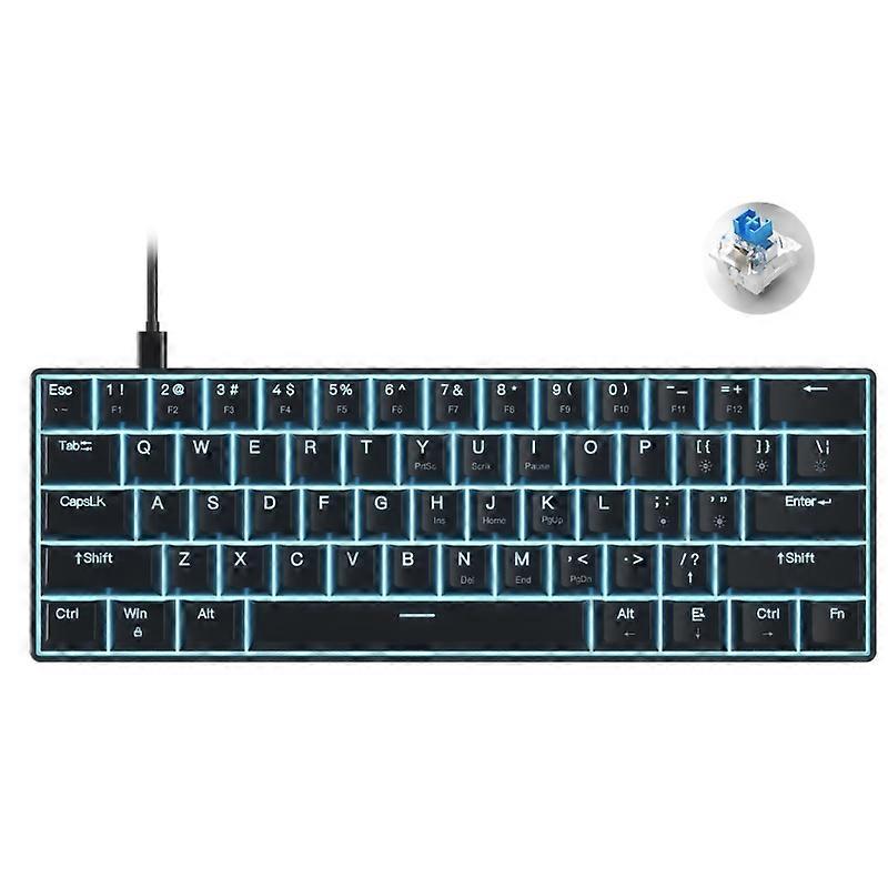 K61 Keyboard Waterproof Mini Compact 61 Blue Backlit Hot Swap Green/Red Swith