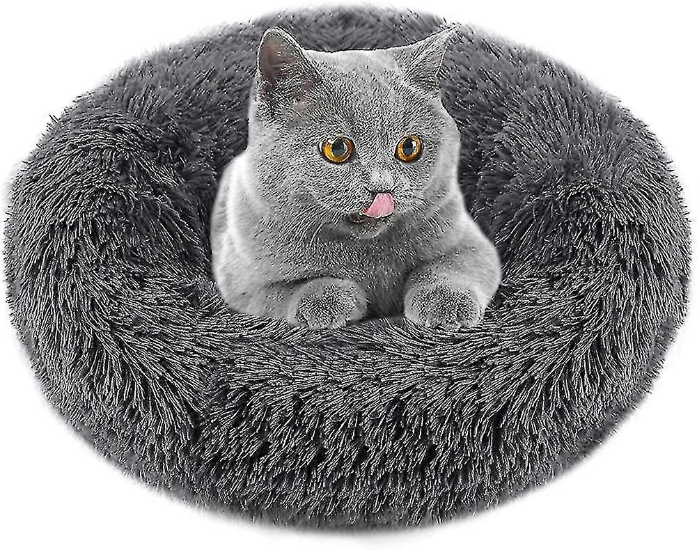 2023-donut Cuddler Cat Dog Bed. Comfortable Round Plush Cat Bed Washable Self-warming