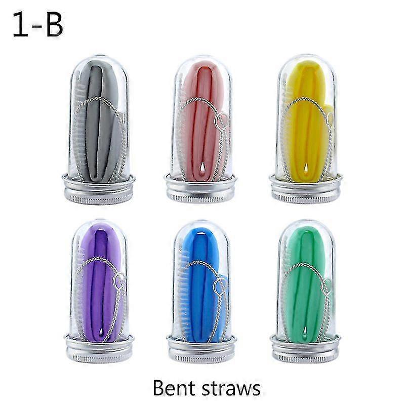 Colorful Reusable Straw Silicone Collapsible Drinking Straws With Cleaning Brush For Water Soft Drinks Wine Juice Milk Home Kictheen Tool