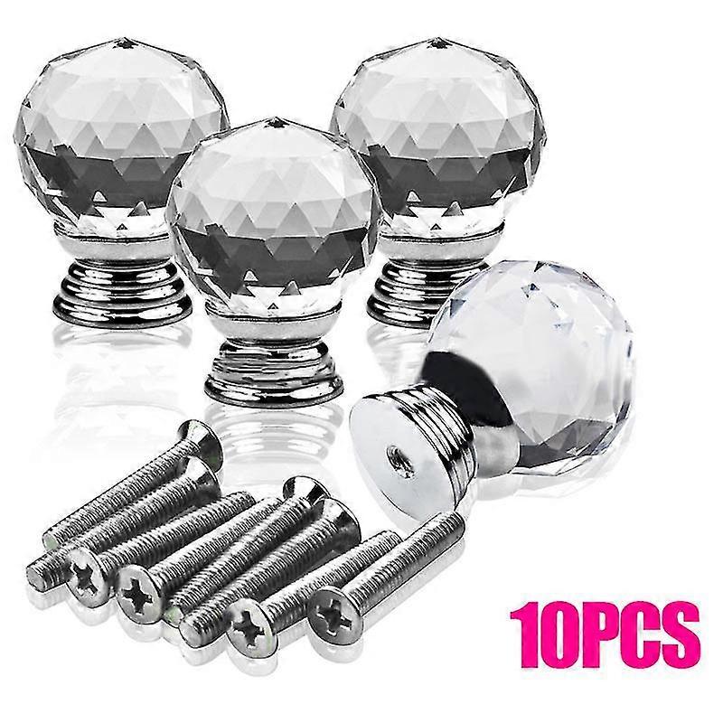 10 Pcs/set 20mm Round Handle Cabinet Cupboard Crystal Glass Drawer Door Knobs