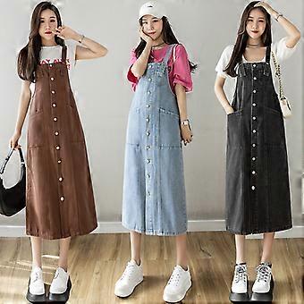 JWL-Korean Fashion Women Denim Dresses S-5XL Sleeveless Solid Loosee Strap  Maxi Dress Spring Female Casual Jean Frock | Fruugo AE