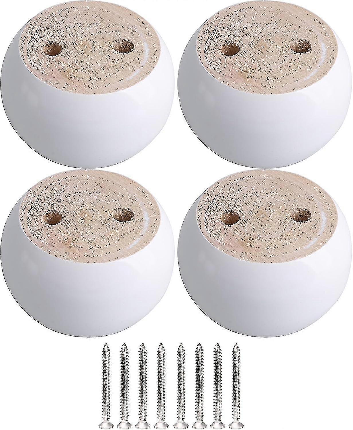 4 beyaz okaliptüs ahşap yuvarlak mobilya ayağı seti 8 x 8 x 5 cm Yaklaşık 100 k ağırlığı destekleyebilir