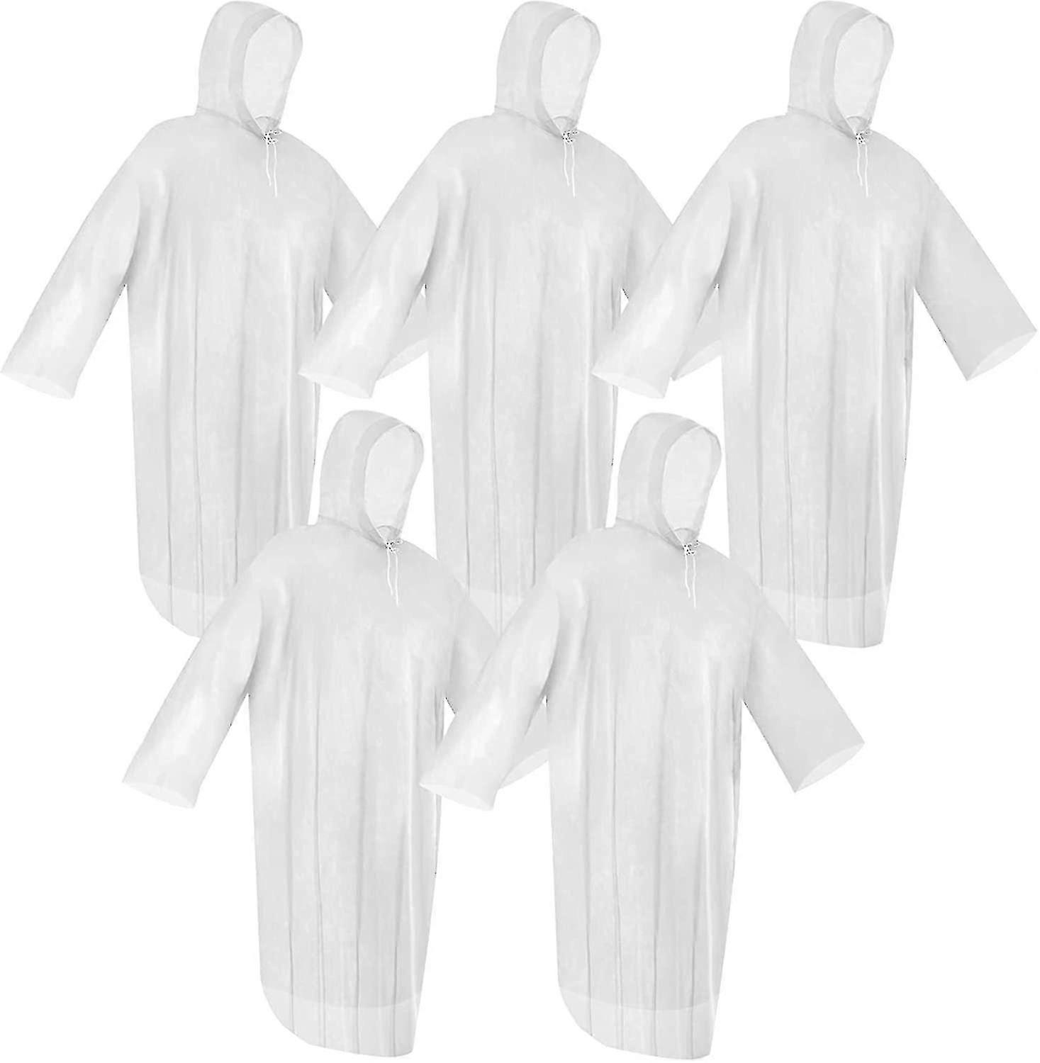 5 Pack Rain Poncho Set Colorful Disposable Rain Poncho For Adults With Drawstring Hood