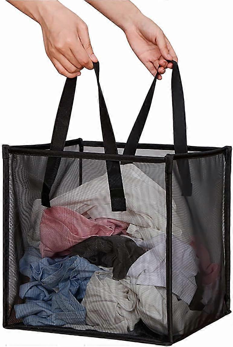 Mesh Pop Up Laundry Basket with Handles Portable and Collapsible Laundry Hamper Foldable Storage Organizer