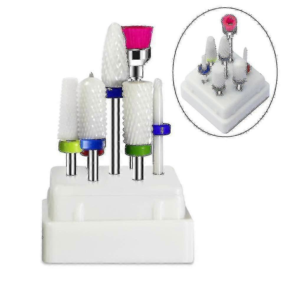 7pcs Nail Drill Bits Set In Box Rainbow Tungsten Carbide/ceramic Manicure Machine Accessories