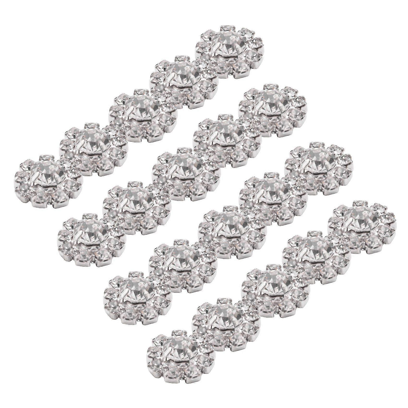 Crystal Rhinestone Button Flat Back Decoration Diy 15mm 20 Pcs Clear