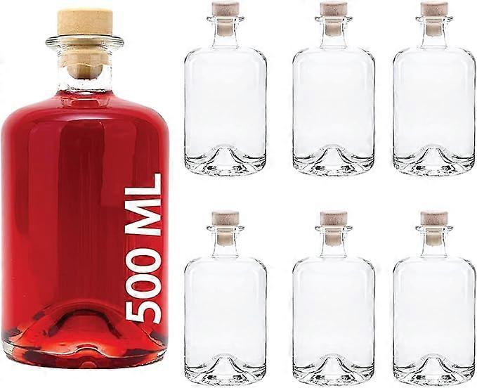 6 empty glass bottles 500ml pharmacy juice bottles 0.5 liter oil bottles liquor bottles