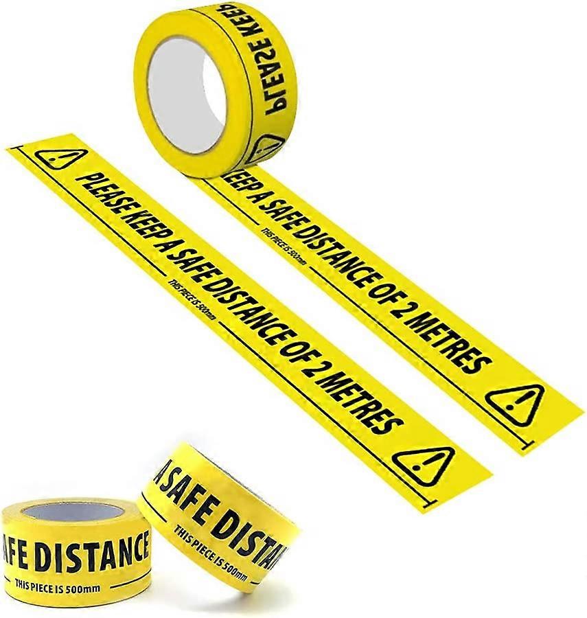 2 Rolls Social Distancing Tape Keep Your Distance Signage Caution Tape, Warning Marking Tape Safety Tape Warning Tape Floor Marking Tape - 48mmx33m