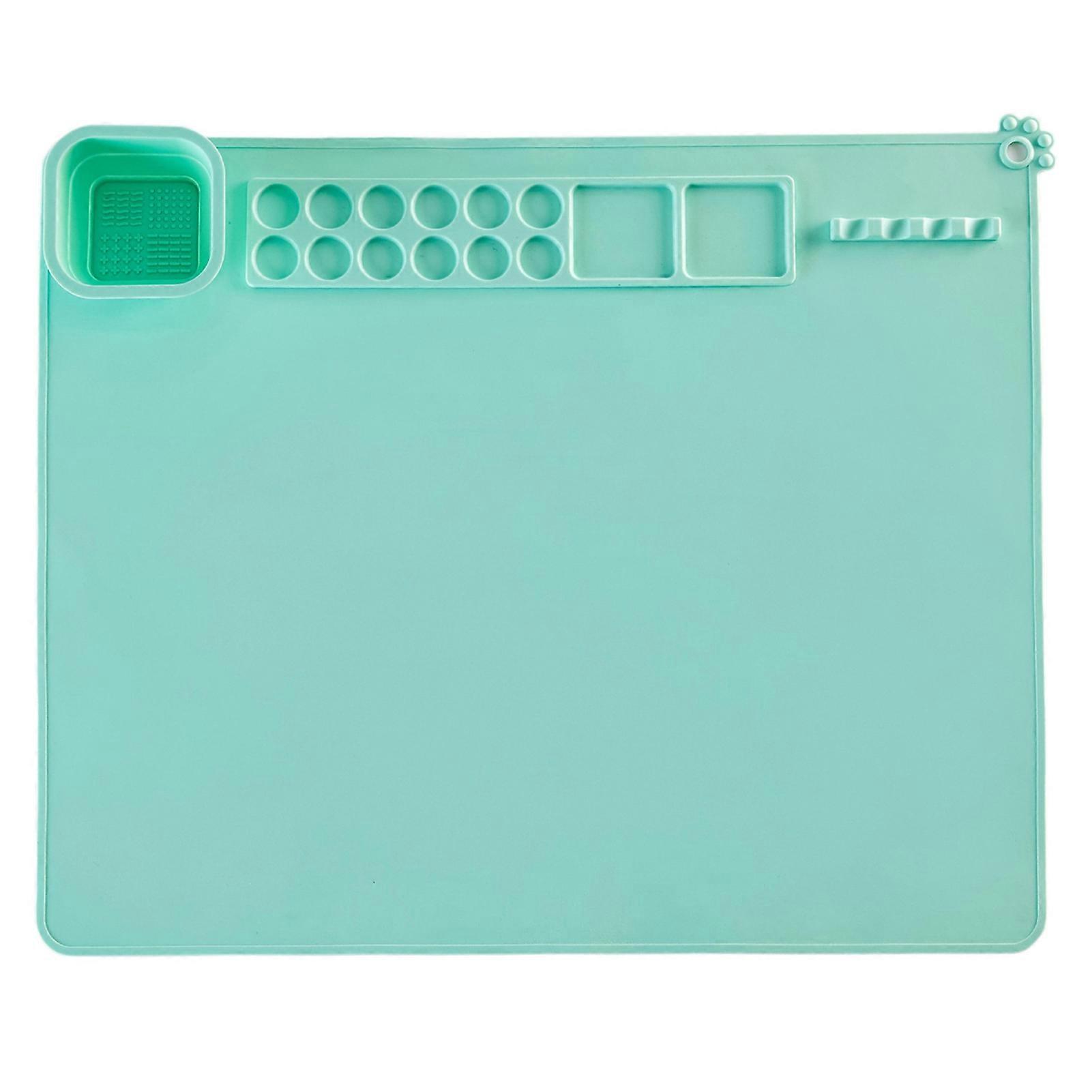 Painting Mat Non-stick Silicone Art Mat with Washing Cup Kids DIY Graffiti Drawing Clay Board with Brush Holder for Artist KAESI