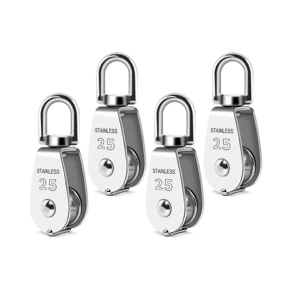 M25 Single Pulley Snatch Block Lifting Crane Heavy Duty Swivel Hook 304 Stainless Steel, 1/4In Rope