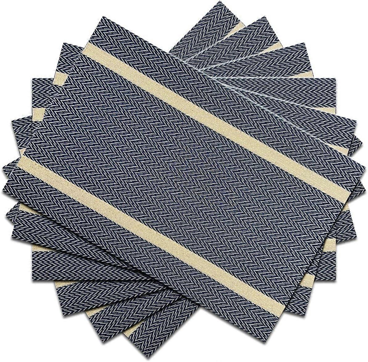 Placemats Set of 6, Dark Blue Elegant Placemats Washable Non-Slip Luxurious Table Mats for