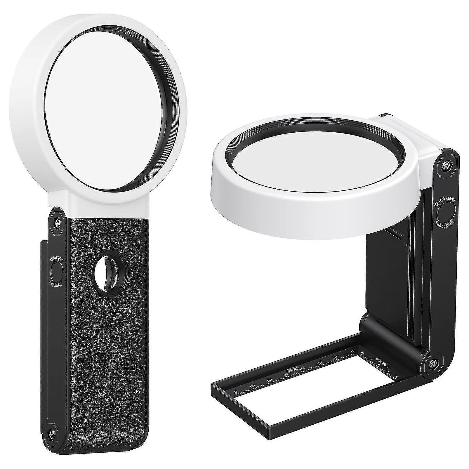 Magnifying Glass With Led Light Standable 25x 8x Handheld Foldable Magnifier Shatterproof Magnify Glass Hands Free