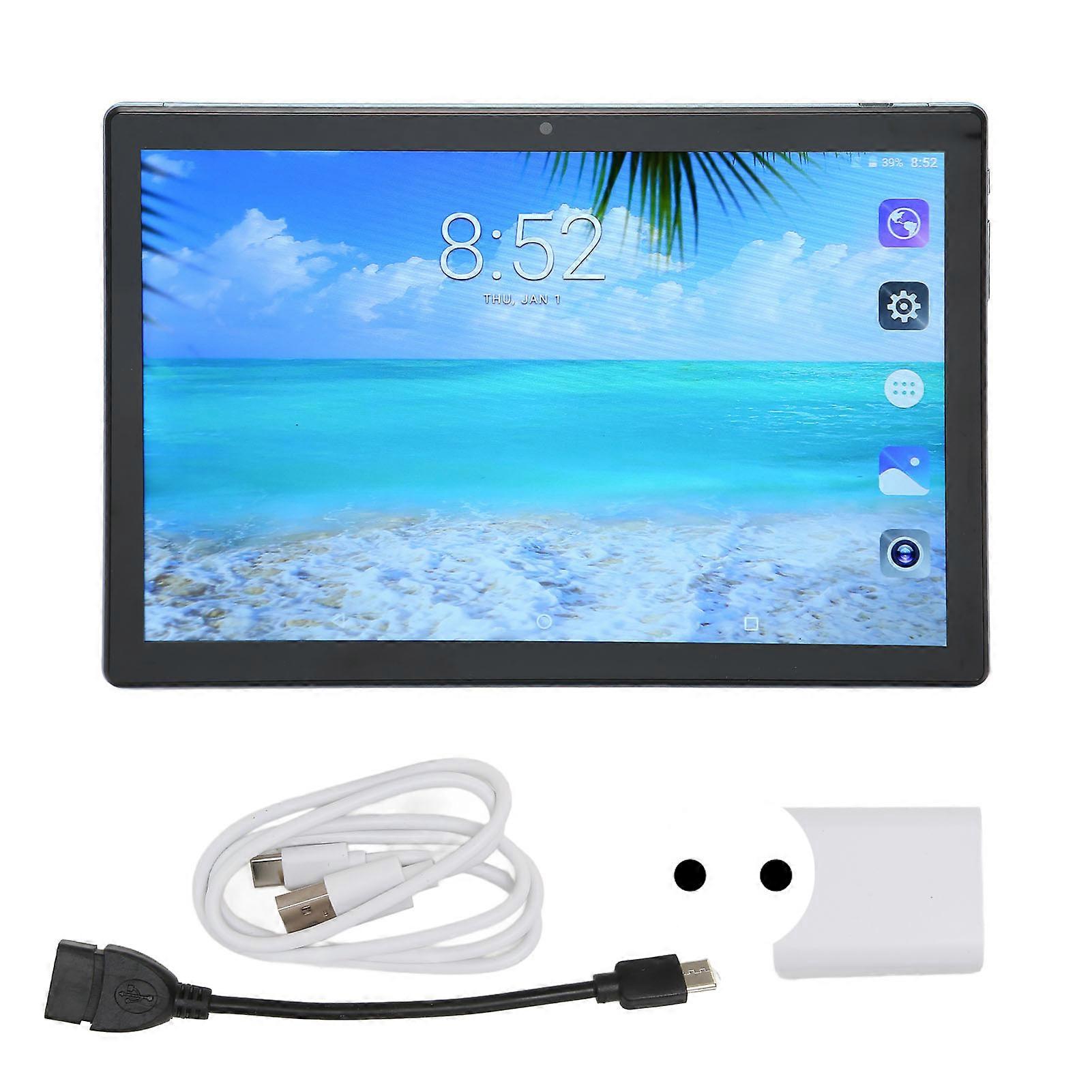 10.1 Inch Tablet for Android 10 6GB RAM 128GB ROM 5G WIFI 4G Network Support Fast Charging FHD Tablet EU Plug 100?240V EU Plug Blue