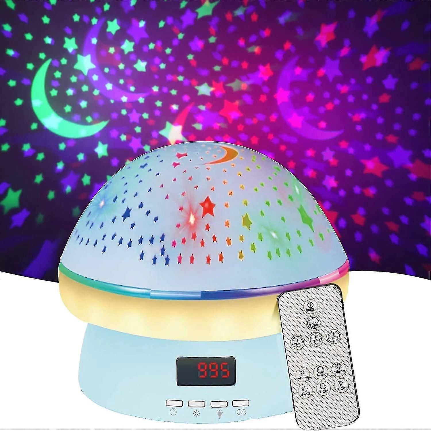 Remote Control And Timer Design Starry Sky Rotating Star Projector Night Light,16 Colorful Projector Light Dimmable Led Bedside Lamp,glow In The Dark