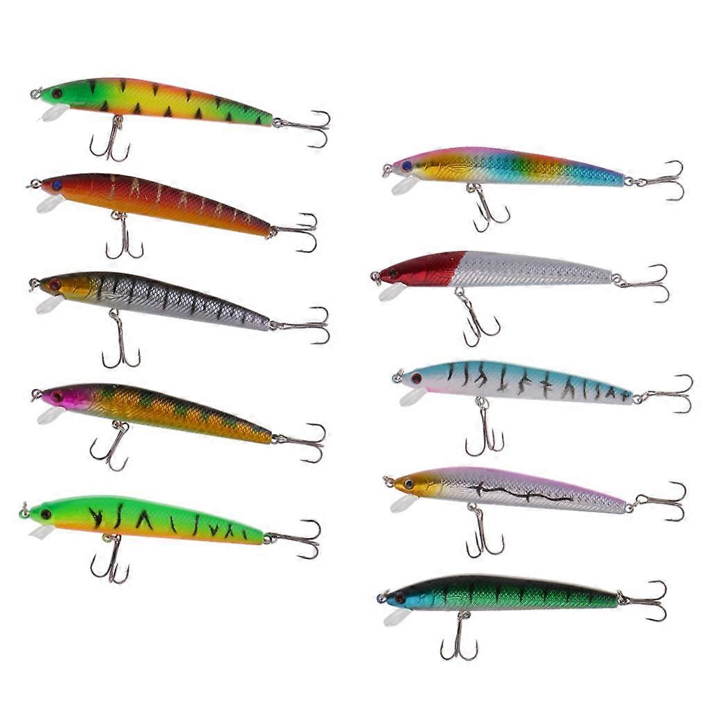 10 stücke Angelköder Minnow Köder Minnow Köder Tackle Anker Haken 9,5 cm / 8,5 G