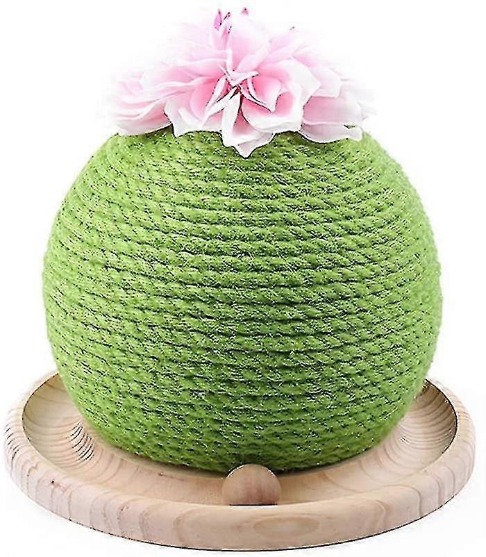 Wear-resistant Woven Sisal Cats Scratch Cactus Ball Wooden Base Pet Interactive Toy Scratching Post Funny Scratcher Board