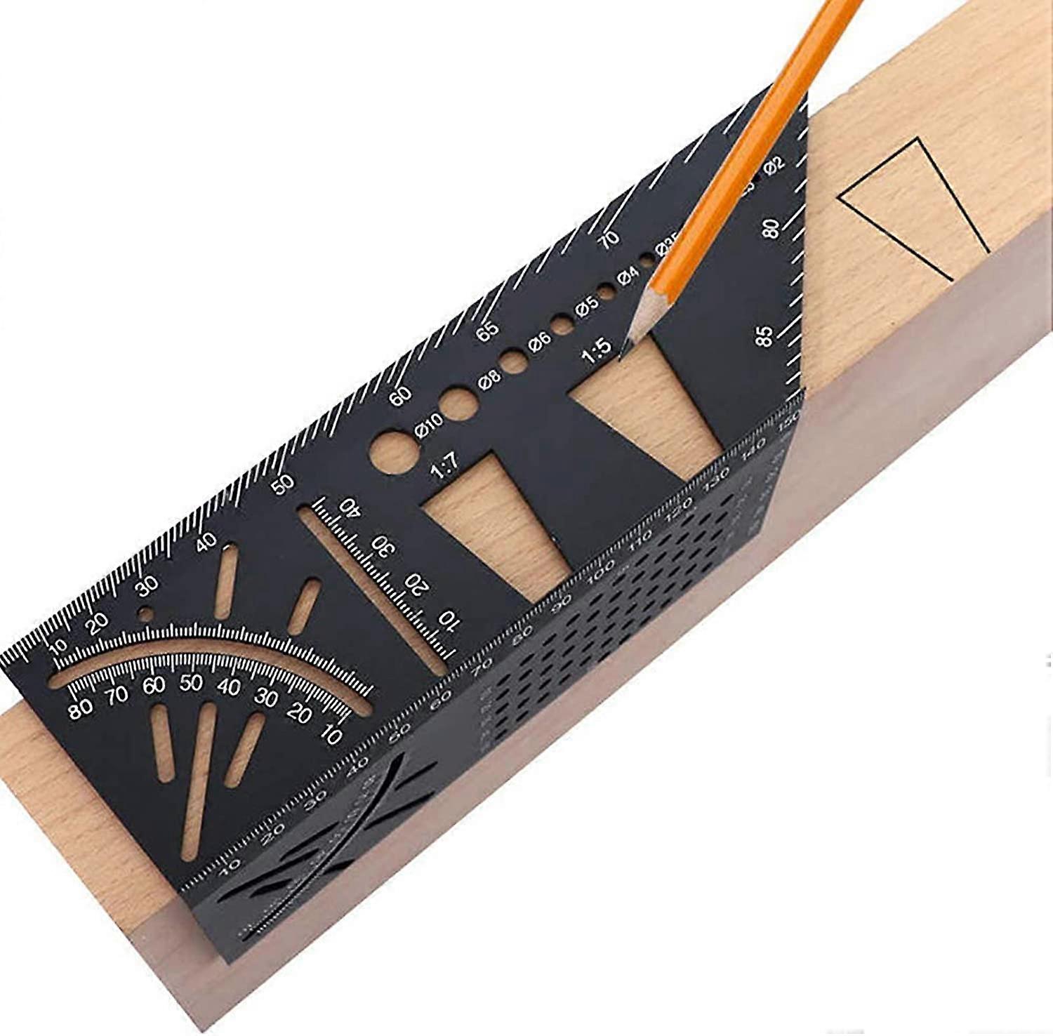 Aluminum Alloy Woodworking Square Size Measure Ruler, Acsergery 3D Mitre Angle Measuring Gift