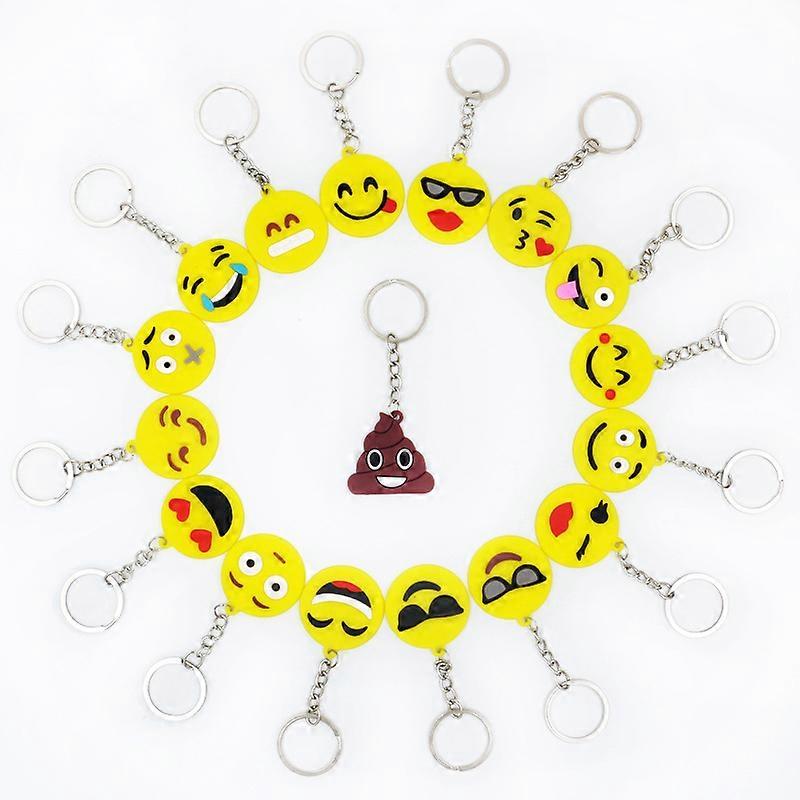 18 pieces Smiley Keychain, Keychain Rings, Emoji Keychain, Emoticon Keychain, Mini Children's Keychain, Smileys Keychain, Keychain Set, Emoji Keychain