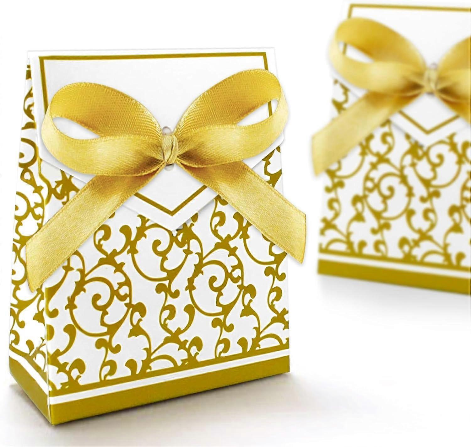 100pcs Wedding Favour Candy Boxes Gift Boxes,Golden Pattern Square, (Gold)