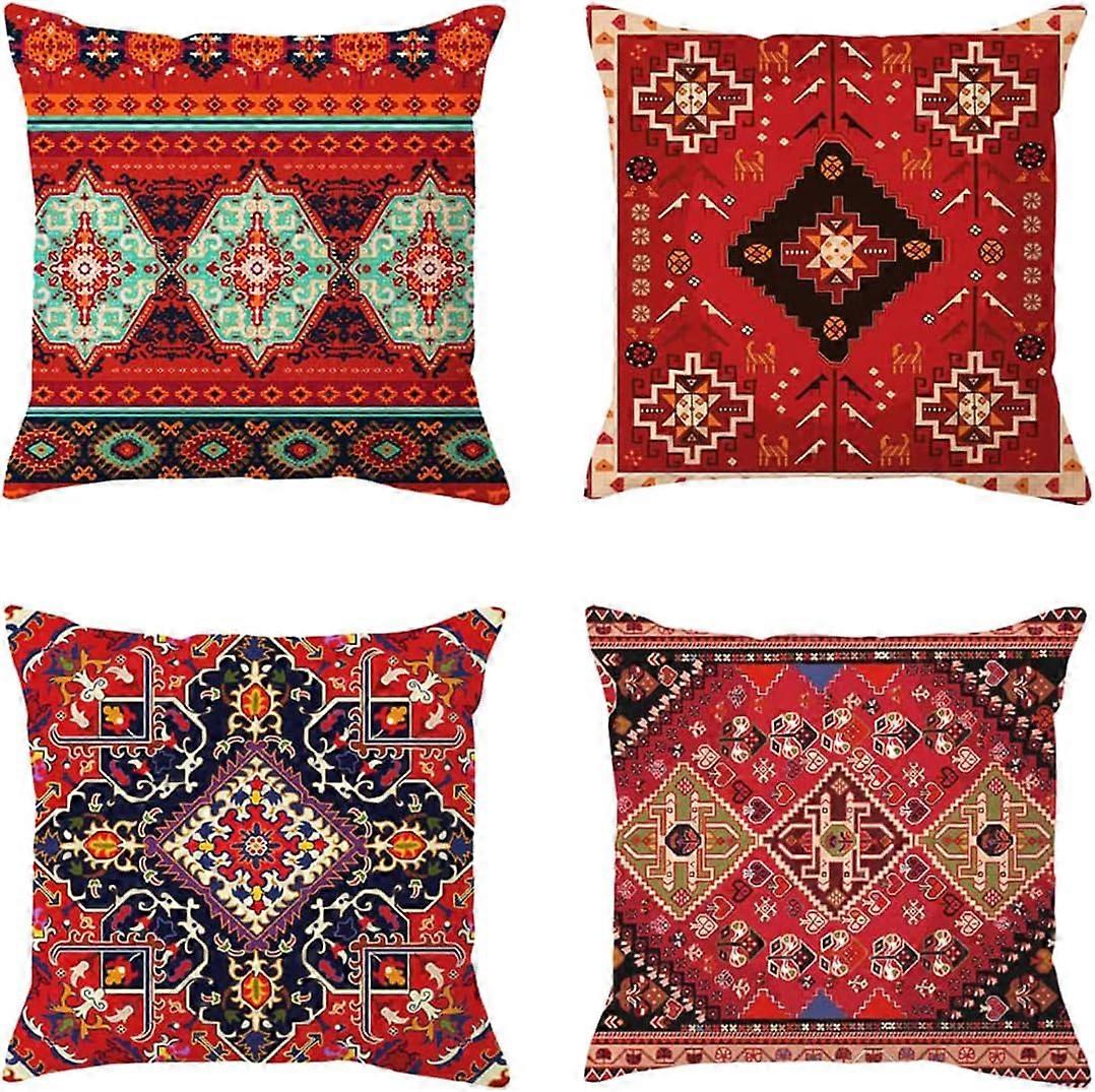 Cushion Covers Boho Red Outdoor Decorative Pillow Covers, Abstract Persian Carpet Pattern ,novel Persian Carpet Pattern for Sofa Couch Square Cushion 