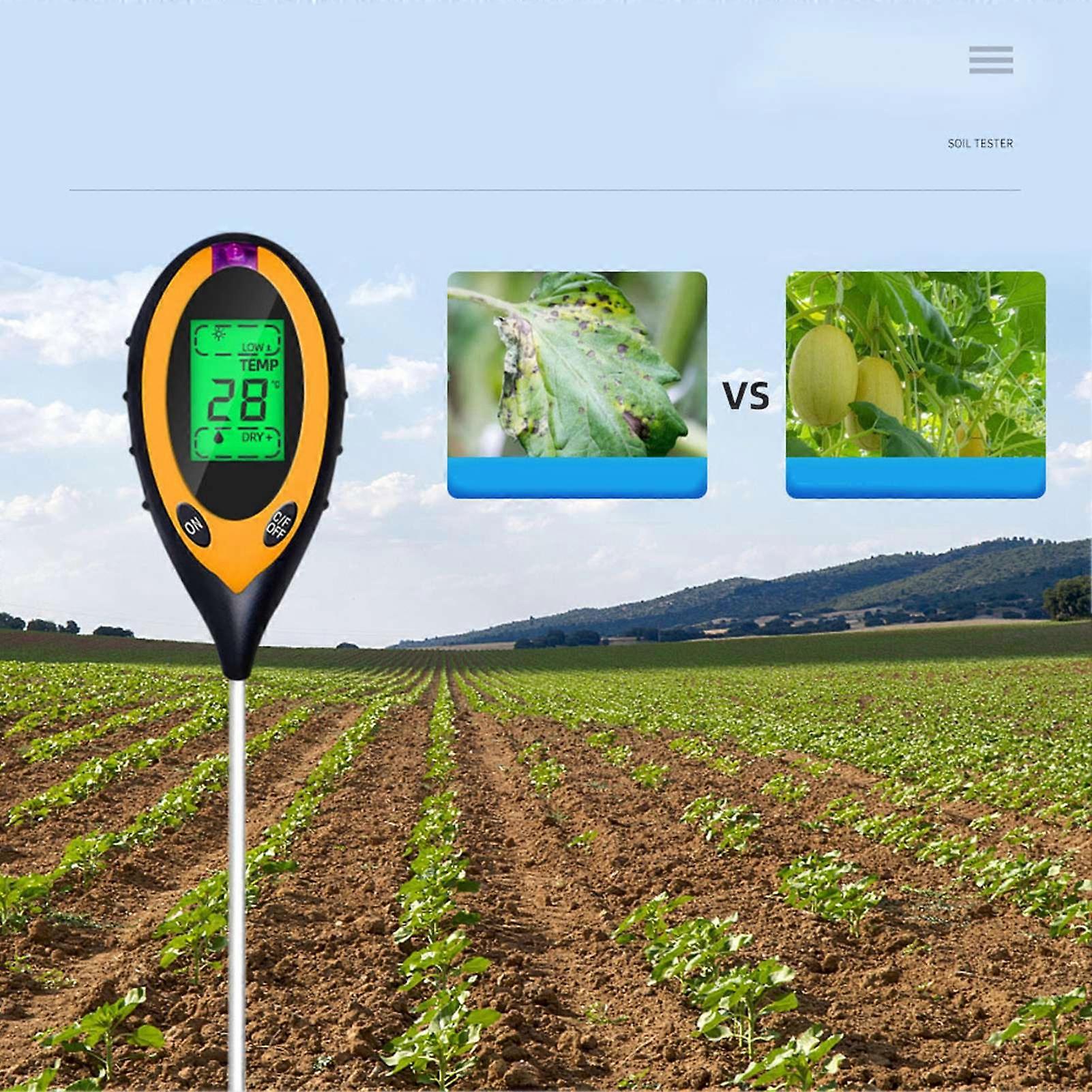 LCD Soil Tester Automatic Shutdown Sensitive Probe Soil Moisture PH Temperature Humidity Meter Light Meter