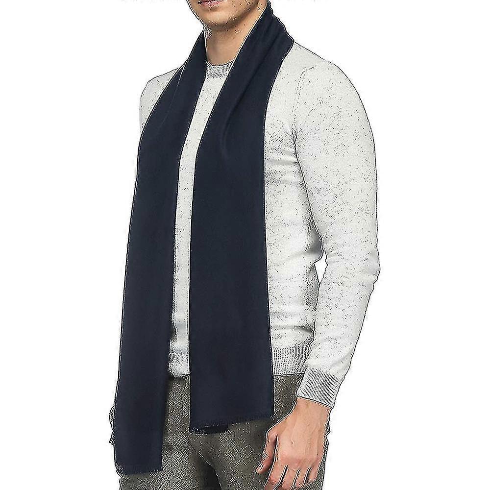 צעיפי מזג אוויר קר צעיף קשמיר עבה לגברים (שחור)