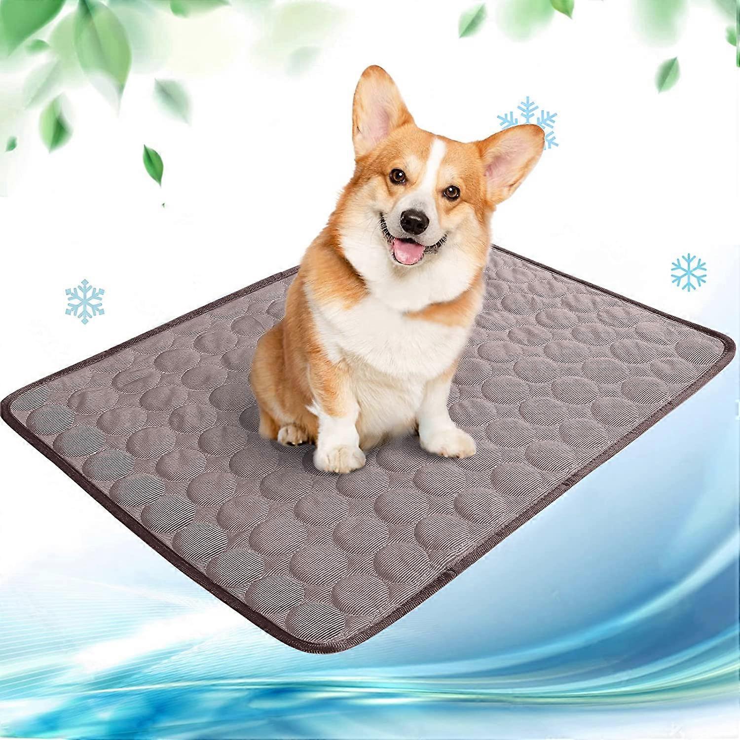 Cooling Mat Dog Cooling Mat Dog Cooling Mat Cat Cold Mat Blanket Dog Cold Basket XL Dog Mat for Summer in Multifunctional Material(Brown, L)