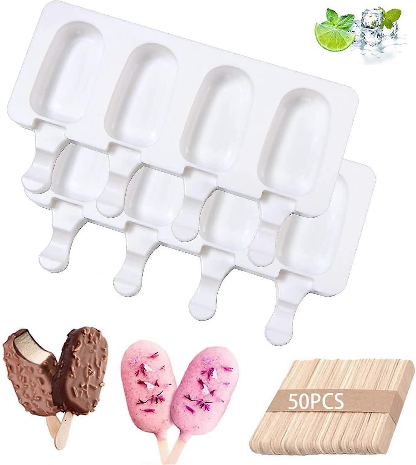 Moules Glace Silicone,Moule Cake,2PCS+50PCS Baton De Glace,Glace Maison Popsicle,Sans Bpa Moule Glace AntiadhSif RUtilisable