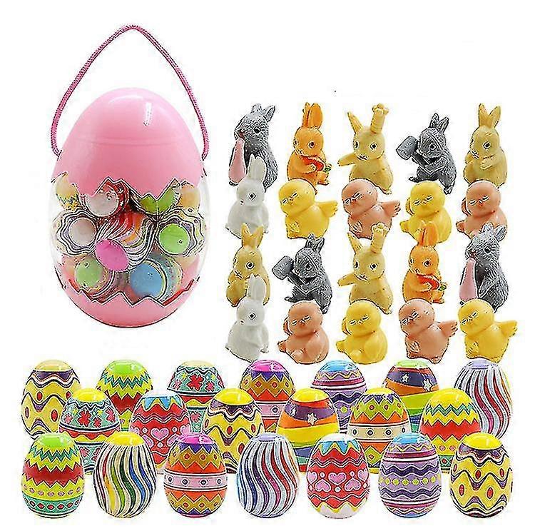 18 PCsは男の子と女の子の子供のパーティーの贈り物のためのミニウサギのおもちゃで満たされたイースターエッグを驚かせる