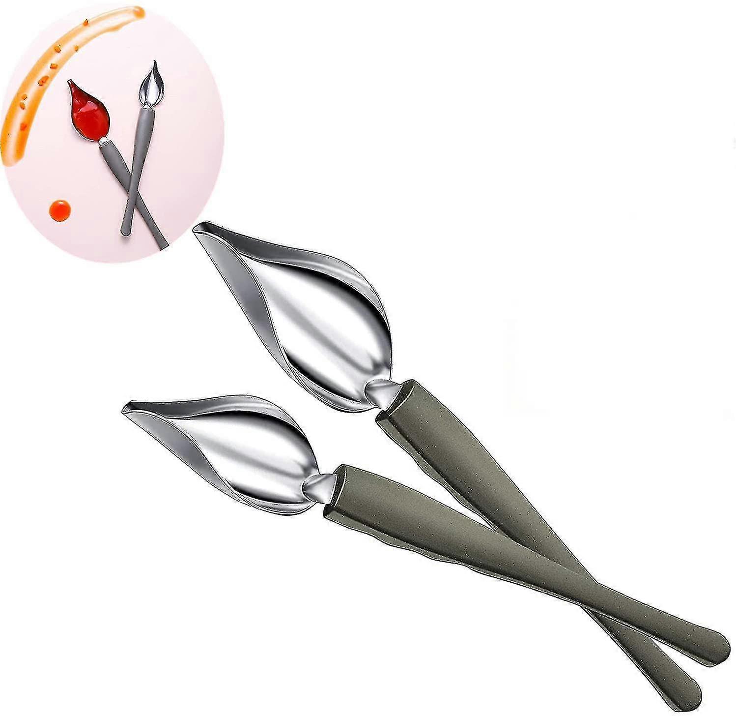Culinary Drawing Spoons, Set Of 2 Stainless Steel Decorating Spoons Multi-purpose