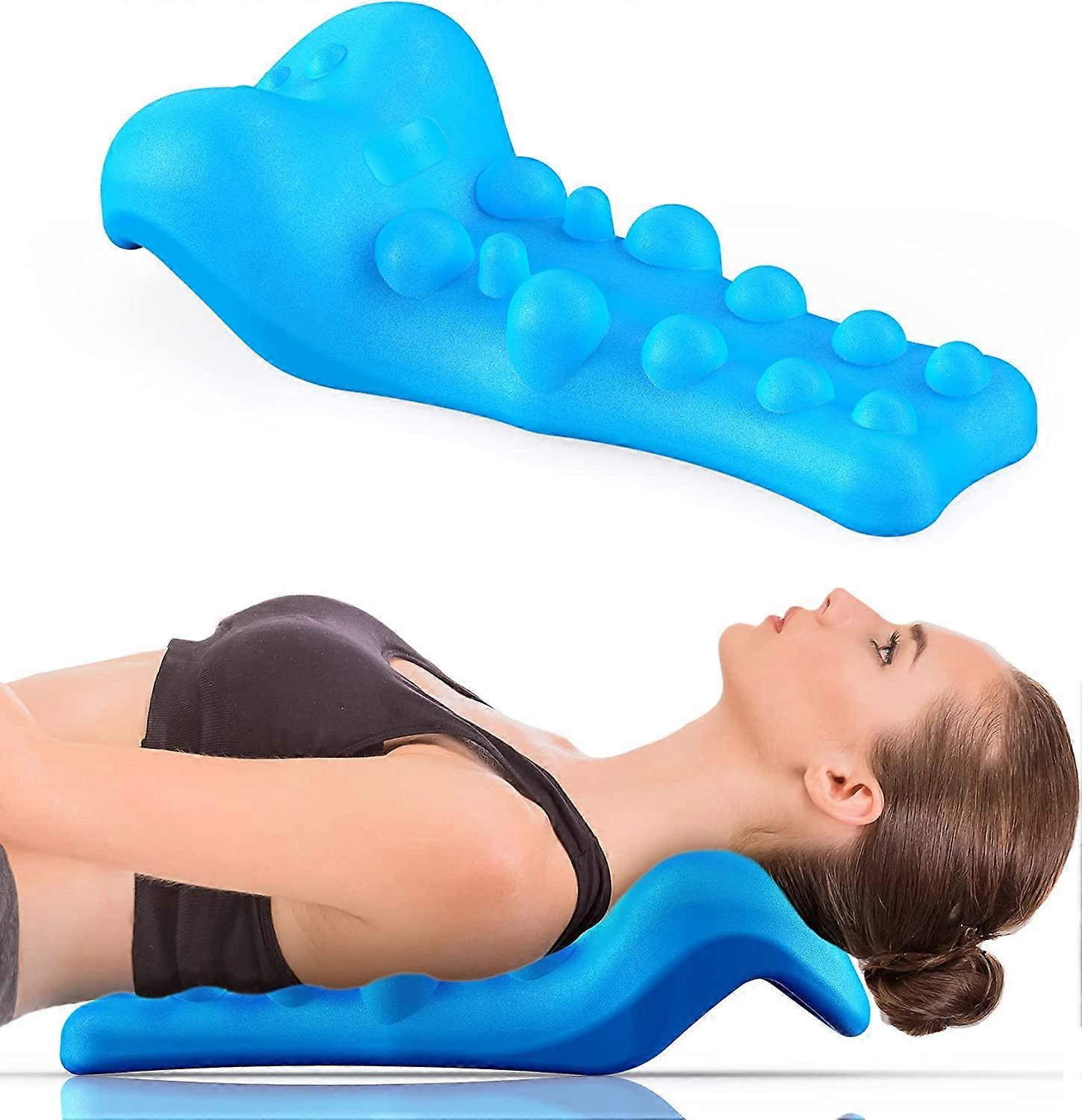 Neck and Shoulder Relaxer with Upper Back Massage Point (Blue), Cervical Traction Device for TMJ Pain Relief and Cervical Spine Alignment