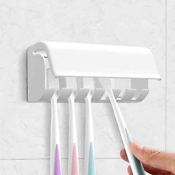 Wall-mounted 6-compartment self-adhesive toothbrush holder