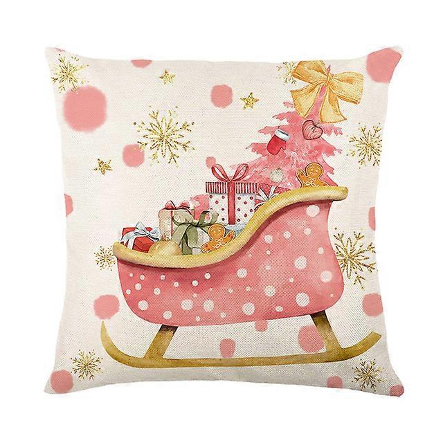 45x45cm Christmas Pillowcase Pink Santa Xmas Tree Elk Pillow Case Christma Home Decor New Year 2024 Sofa Car Cushion Cover