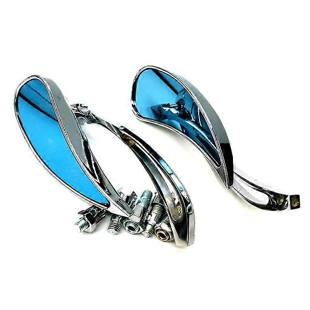 Motorcycle Chrome Leaf Shape Custom Rearview Side Mirrors 8 mm/10 mm Adapter For Retro Street Cruiser Moto , P-119