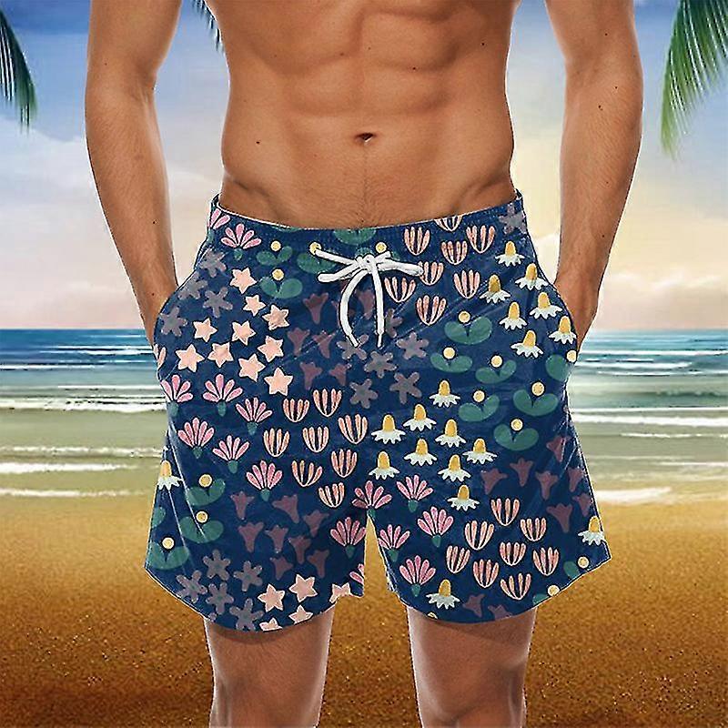 Hommes Mid Waist Beach Shorts Casual Workout Summer Short Pants Elastic Waisted Bottoms